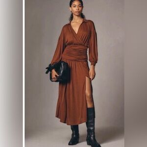 NWT $170 Anthropologie Rich Brown Long Sleeve Dress